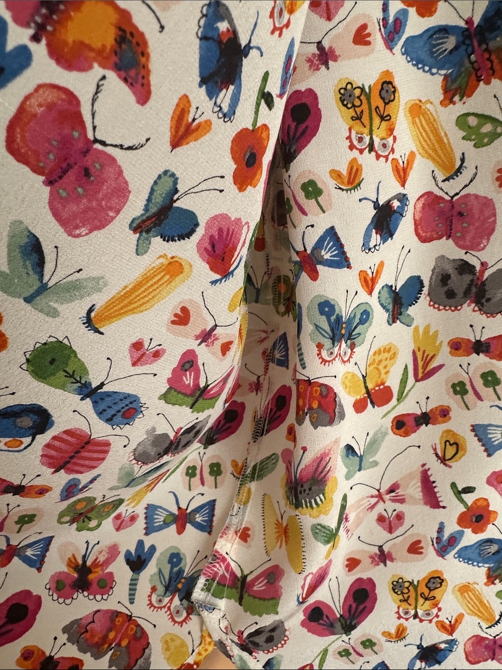 Anthropologie White Button-Up Blouse with Multicolor Butterfly & Floral Print - Picture 5 of 6